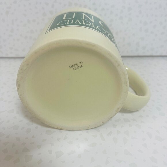 VTG 90s Beige Green UNCC University of North Carolina Charlotte Coffee Mug 11oz - Picture 2 of 3